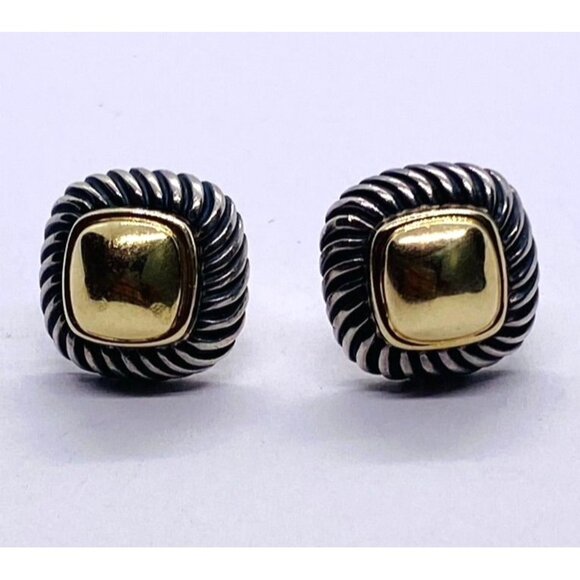 David Yurman 925 14K Gold Dome Petite Albion Stud Earrings